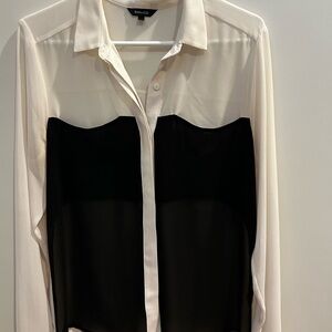 RW&CO. Cream Color Block Button Down Shirt